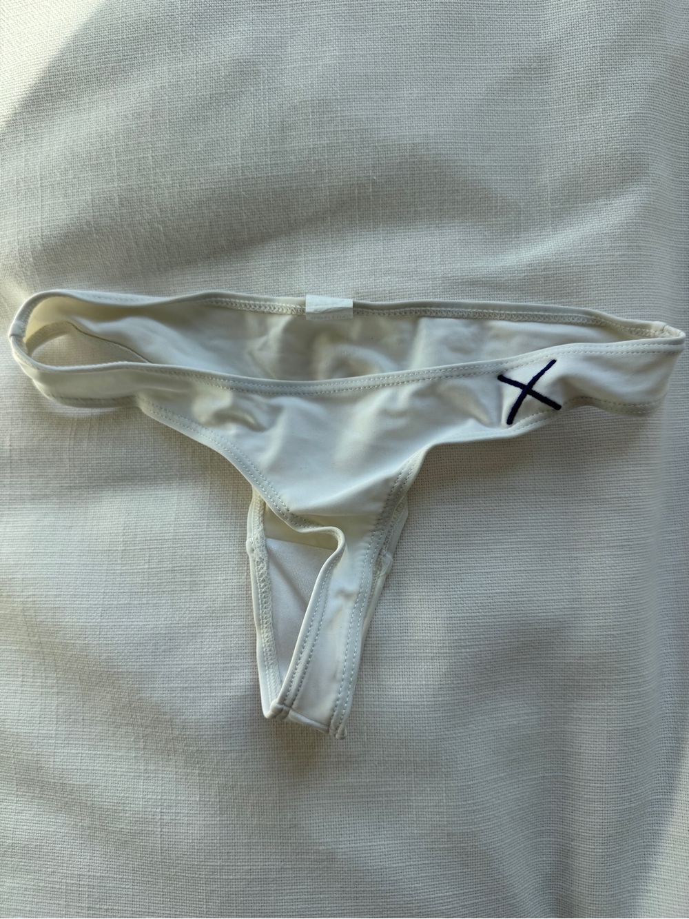 NEW White swimsuit Bikini Bottom with Navy X Accent size small